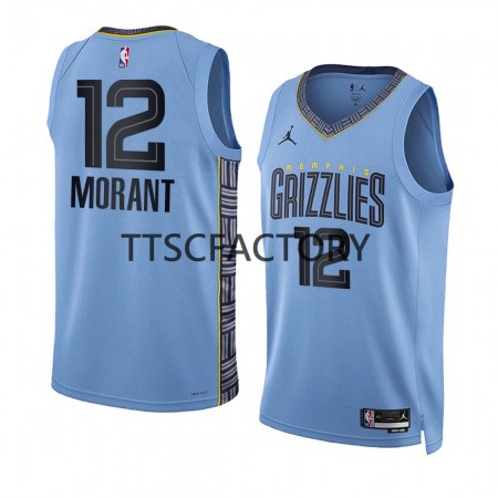 Maillot Basket Memphis Grizzlies Ja Morant 12 Jordan 2022-23 Statement Edition Bleu Swingman - Homme